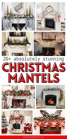 christmas mantels with red and white decorations