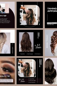 Aesthetic Instagram Post Templates Hair & Beauty Shop - Etsy Turkey Hair Marketing, Canva Hack, Aesthetic Instagram Post, Hair Portfolio, Hair Extension Brands, Beauty Society, Editorial Hair