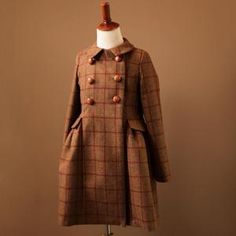 Brown and Burgundy Red Tweed Double Breasted Plaid Girl's Coat – A N A G R A S S I A Green Plaid Coat, Red Plaid Coat, Red Plaid Jacket, Tartan Coat, Plaid Wool Coat, Burberry Coat, Cashmere Jacket, Wool Coat Women, Tweed Coat