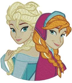 two princesses with long blonde hair and blue eyes