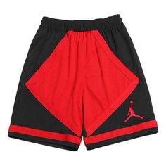 Air Jordan Dri-Fit Flying Man Logo Splicing Sports Shorts Red/Black CZ2507-010 (Men's) Red Color Block Sports Bottoms, Color Block Athletic Shorts For Sports, Black Sporty Shorts With Contrast Color, Sporty Black Shorts With Contrast Color, Sporty Color Block Athletic Shorts, Sporty Black Color Block Shorts, Sporty Shorts With Contrast Color, Red Cotton Sports Shorts, Red Cotton Shorts For Sports Events