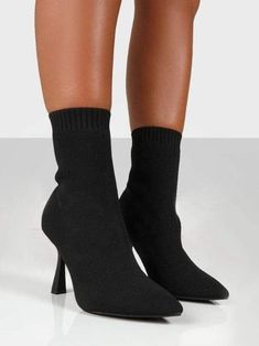 Wholesale Casual Point Toe Knitting Ankle Boots - Furdela Wholesale Black Dress With Red Heels, Dress With Red Heels, Ankle Boots Uk, Gold Wedding Shoes, Short Black Dress, Sock Ankle Boots, Public Desire Shoes, Boots Square Toe, Beige Shoes