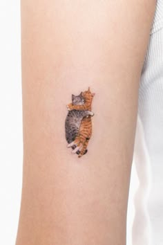 tattoo, cat tattoo, cat tattoo designs, tattoos, tattoo ideas Cat In Heaven Tattoo, Personal Cat Tattoo, Red Cat Tattoo, Ginger Cat Tattoo, Pet Cat Inspired Tattoos, Small Orange Cat Tattoo, Little Cat Tattoo, Cat Tattoo Stomach, Pet Cat Tattoo