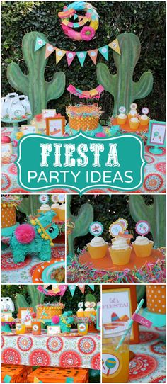 fiesta party with cactus decorations and desserts