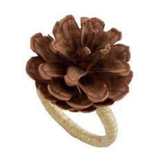 a close up of a ring with a flower on it