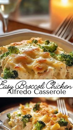 Discover the ultimate comfort food with this creamy broccoli chicken Alfredo casserole! Every bite is packed with tender pasta, juicy chicken, and nutrient-rich broccoli, all smothered in a rich, homemade Alfredo sauce. With its gooey melted cheese topping, this casserole is the perfect family-friendly meal for any occasion. Chicken Fettuccine Alfredo Casserole, Broccoli Chicken Alfredo, Easy Cheesy Broccoli, Cheesy Dinner, Alfredo Casserole, Chicken Pasta Casserole, Chicken Alfredo Casserole, Chicken Broccoli Pasta, Chicken Fettuccine Alfredo