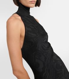 Find ALAÏA Alaïa Patterned Turtleneck Gown on Editorialist. Material: 63% viscose, 32% polyester, 1% polyurethane, 4% polyamide. Care instructions: dry clean. Made in Italy. Designer color name: Noir Alaia. Closure: zipped back. High Neck Maxi Dress For Gala, Structured Evening Midi Dress, High Neck Evening Dress In Elastane, High Neck Elastane Formal Dresses, Black High Neck Maxi Dress For Gala, Luxury High Neck Fitted Dress, Luxury Fitted High Neck Dress, Glamorous Fitted High Neck Maxi Dress, Turtleneck Dress Sleeveless