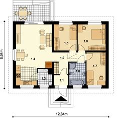 the floor plan for a two bedroom apartment with an attached bathroom and separate living room