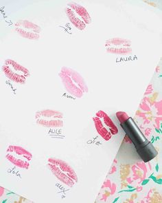 lipstick on top of a piece of paper with the names of different types of lips