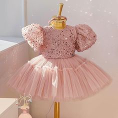 Toddler Girl Tutu Gown Baby Pink 1 Year Birthday Party Dress Newborn Sequined Christmas Vestido Pink Toddler Dress, Girls First Communion Dresses, Baby Baptism Dress, Baby Pink Dresses, Girls Communion Dresses, Baby Rosa, Vestidos Color Rosa, First Communion Dress, Gowns For Girls