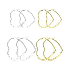 PRICES MAY VARY. DIAMETER -- About 50 mm/1.97 inch, 40mm/1.57inch. Color: Silver, Gold. MATERIAL-- 316L Surgical Stainless Steel, High Polished Finish. Endless Big Hoop Design, Heart Shape Earrings Wearing at the Party, Weeding, Anniversary Day, Valentine's Day and Daily Wearing is also a Good Choice for you., Perfect gifts for Women Girls Wife Mother and Men of All Ages. Package: 1 Pair 40mm Silver + 1 Pair 50mm Silver + 1 Pair 40mm Gold + 1 Pair 50mm Gold, and 1 cloth gift bag. BEST SERVICE FO Heart Hoop Earrings, Hoop Design, Hoop Earrings Gold, Heart Shaped Earrings, Big Heart, Set For Women, Heart Earrings, Plate Sets, Gold Material