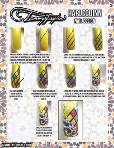 Tammy Taylor "Harlequinn" Nail Design Bb Nails, Draw Nails, Taylor Nails, 3d Acrylic Nails, Tammy Taylor Nails, Nail Art Designs Images, Tammy Taylor, Nail Place, Nails Tutorial