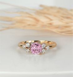 "A simple and elegant Natural Light Pink Sapphire (1.08ct)  and  Diamond ring in 9ct/14ct/18ct yellow, rose, white gold or platinum It is a perfect choice for those who are looking for a dainty engagement ring. It is also a great gift for Christmas, Valentine's day, birthday, anniversary or for celebration any special occasion. ✯ Free UK and USA shipping ✯ ✯ No Custom Charges for USA orders ✯ If you have any additional questions about this item, just hit the \"Ask a Question\" button (just to th Light Pink Sapphire Engagement Ring, Pink Stone Engagement Rings, Engagement Ring Sapphire, Sapphire Cluster Ring, Pink Sapphire Engagement Ring, Dainty Engagement Ring, Pink Diamond Engagement Ring, Gold Vintage Ring, Brilliant Cut Diamond Ring