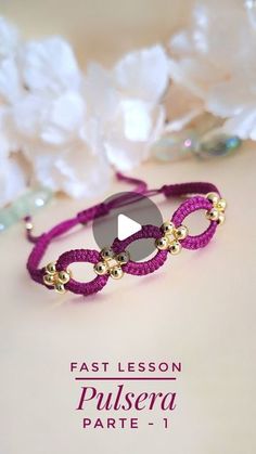 the video is showing how to make a bracelet with beads