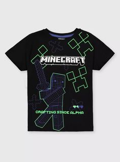 Buy Minecraft Black & Neon Graphic T-Shirt - 5 years | T-shirts and shirts | Tu Minecraft T Shirt, Minecraft Tshirt, Armani Sweatshirt, School Uniform Shop, Uniform Shop, Tu Clothing, Service Women, Black Neon, Women Nightwear