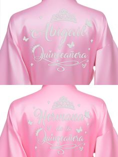 2 Batas quinceanera Pink with Silver Personalized Bathrobe, Money Card Box, Rose Gold Quinceanera, Quinceanera Bouquet, Quinceanera Pink, Quinceanera Tiaras, Cake Knife Set, Quinceanera Cakes, Money Cards