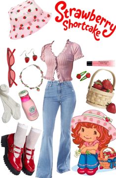 an image of strawberry shortcakes with clothes and accessories