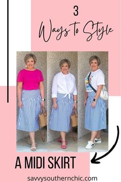 Style A Midi Skirt, Skirt Summer Outfits, Midi Skirt Summer, Tips And Trick, Summer Outfits For Women, Full Midi Skirt, Midi Skirt Outfit, Flattering Outfits, Winter Skirt Outfit