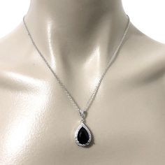 "A something blue navy sapphire cz drop bridal necklace with teardrop pendant made of cubic zirconia teardrop and brilliant cz hanging onto white gold silver rhodium bail and chain. You may also choose violet purple, emerald green or topaz brown pear drop to match your outfit or as a gift. Pendant is 1 1/4\" (3.1cm). Chain length can be added with a 2\" extender chain. View matching, similar design and other color options at https://etsy.me/2XN9lO3 View all something blue designs at https://etsy Elegant Formal Jewelry Sets With Teardrop Pendant, Elegant Teardrop Pendant Jewelry Sets For Formal Occasions, Formal Teardrop Pendant Jewelry Sets With Cubic Zirconia, Formal Cubic Zirconia Jewelry Set With Teardrop Pendant, Formal Cubic Zirconia Teardrop Pendant Bridal Necklace, Formal Cubic Zirconia Teardrop Bridal Necklace, Cubic Zirconia Pendant Jewelry Sets For Wedding, Fine Jewelry Teardrop Pendant Bridal Necklace, Cubic Zirconia Teardrop Pendant Bridal Necklace For Party