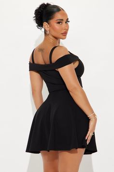 Available In Black. Cold Shoulder Mini Dress V-neck Short sleeve Cold shoulder Stretch Length = 33" Self: 95% Polyester 5% Spandex Lining: 100% Polyester Imported | Wanderlust Cold Shoulder Mini Dress in Black size XS by Fashion Nova Black Dress With Short Sleeves, Shoulder Stretch, Black Cocktail Dress, Mini Black Dress, Women's Dresses, Cold Shoulder, Fashion Nova, Short Dresses, Cocktail Dress