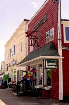 a red building with a sign that says thundermood on the front and side