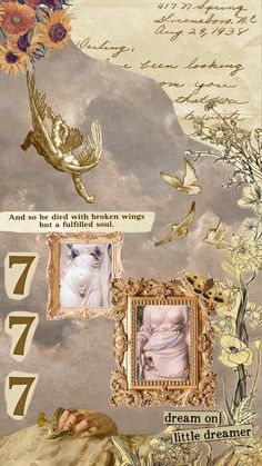 an altered collage with flowers and birds