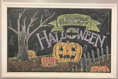 a chalkboard with halloween written on it