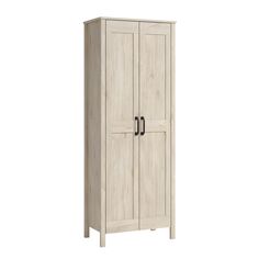 Running out of room and can’t hide all your stuff? Well, we have just the solution for you! Add versatile storage and a rustic look to your home décor with this tall storage cabinet with doors and shelves from the Sauder Select collection. Behind this storage cabinet’s two large doors is a spacious hidden area with two adjustable shelves and one fixed shelf for you to store anything from spare blankets and stacks of towels to board games and your collection of novels. The adjustable shelves on this double door storage cabinet accommodates items of various heights, allowing you to customize your office storage cabinet. The charming style and simplistic design of storage cabinets with doors and shelves, like this one, make it a great addition to any room in your home – in the living room, do