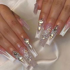 Nails White French Tip, Nails White French, Fake Nails White, Quinceanera Nails, White French Tip, Nails White, Long Acrylic Nails Coffin, Long Square Acrylic Nails, Party Kleidung