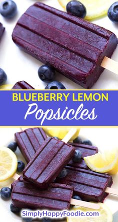 blueberry lemon popsicles on a white plate