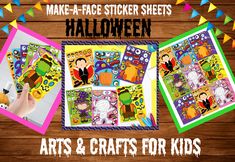 halloween arts and crafts for kids with the words make - a - face sticker sheets