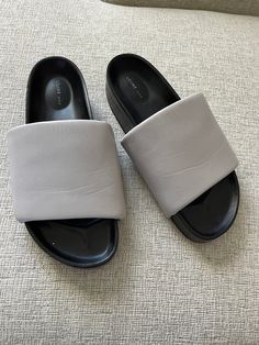 CELINE Paris shoes mules sandals Black/gray slides mules size EU 40 US 10 Gift for women Wife gift Gift for her  Excellent condition. NEW  Picture's colors may appear slightly different based on the monitor's setting. Modern Platform Slip-on Slides, Gray Synthetic Slip-on Slides, Modern Summer Platform Slippers With Rubber Sole, Modern Slip-on Platform Slippers, Gray Flat Sandals For Spring, Gray Leather Slip-on Sandals, Comfortable Gray Slippers For Summer, Comfortable Gray Summer Slippers, Comfortable Gray Open Toe Sandals