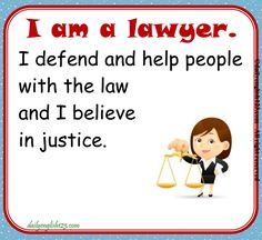 a woman holding a scale with the words i am a lawer on it and an image