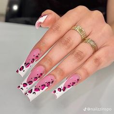 Acrylic Nail Designs Coffin, Cheetah Print Nails, Purple Glitter Nails, Colored Acrylic Nails, Girly Acrylic Nails, Simple Acrylic Nails, Long Acrylic Nails Coffin, Acrylic Nails Coffin Pink, Unique Acrylic Nails