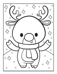 a coloring page with an image of a reindeer