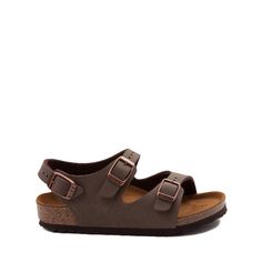 Birkenstock Roma Sandal - Toddler / Little Kid - Mocha | Journeys Kidz Brown Leather Footbed Sandals For Everyday, Everyday Brown Leather Footbed Sandals, Casual Sandals With Buckle Closure And Adjustable Fit, Casual Brown Footbed Sandals, Adjustable Brown Footbed Sandals With Arch Support, Everyday Brown Footbed Sandals With Round Toe, Comfortable Brown Footbed Sandals With Adjustable Strap, Comfortable Brown Footbed Sandals With Buckle Closure, Casual Brown Footbed Sandals With Adjustable Strap