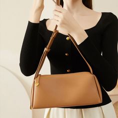 Gender: Women Type: Shoulder Bag Features: Adjustable Strap, Inner Pockets Main Materials: Cowhide Lining: Polyester Type of Closure: Zipper Style: Casual, Daily, Stylish Size: Length: 27.00 cm/ 10.63 " Width: 12.00 cm/ 4.72 " Height: 13.00 cm/ 5.12 " Elegant Solid Color Rectangular Hobo Bag, Elegant Solid Rectangular Hobo Bag, Simple Solid Leather Shoulder Bag, Minimalist Large Capacity Handheld Shoulder Bag, Elegant Solid Hobo Bag For Office, Solid Shoulder Bag For Daily Use In Fall, Large Capacity Baguette Bag For Office Use In Fall, Versatile Handheld Faux Leather Shoulder Bag, Office Shoulder Bag With Removable Pouch