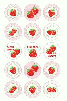 strawberry party cupcake toppers