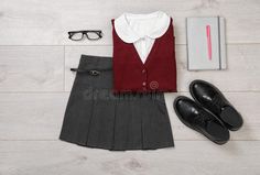 School uniform for girl on laminate royalty free stock images Stock Images Free, Laminate, Clothes