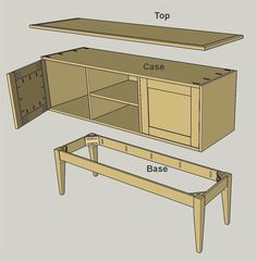 the base and cabinet are shown with measurements