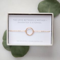 the love between a mother and daughter is eternal bracelet in 18k gold filled box