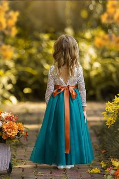 Fall Flower Girl, Fall Flower Girl Dresses, Girls Fall Dresses, Western Themed Wedding, Boho Flower Girl, Long Flower Girl Dresses, Tulle Flower Girl Dress, Tulle Flower Girl, Teal Wedding