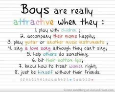 a handwritten poem with the words boys are really attractive when they say i play with children