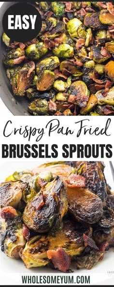 Crispy Pan Fried Brussel Sprouts Recipe With Bacon And Balsamic Vinegar Brussel Sprouts In Bacon Grease, Brussel Sprout Pan Fried, Brussel Sprouts With Bacon In Oven, Brussel Sprouts With Sausage, Pan Fry Brussel Sprouts, Cast Iron Brussel Sprouts Bacon, Stir Fried Brussel Sprouts, Crispy Bacon Brussel Sprouts, Crispy Fried Brussel Sprouts