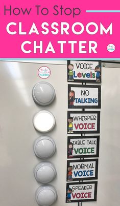 a classroom bulletin board with buttons and magnets on it