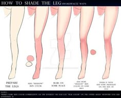 how to shade the legs with different colors and shapes for each leg, according to their size