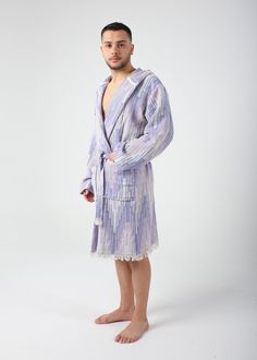 Turkish High Quality Cotton robes are traditionally made and handcrafted.bathrobes are made of 100% pure cotton. These robes absorb water easily, dry quickly, breathable, handwoven and ecofriendly. The breathability helps your body stay relaxed and comfortable. They are all hand loomed and higly absorbent structure.  The robes are designed with two pockets so that you can put your phone, card case  and other accessories.  They have   5 beautiful colors.  They are easy to carry and take up less space and chic and perfect gift for all occassions like weddings, bridesmaids, bachelorette parties, beach parties. These bathrobes are multifunctional and you can use at home, holiday, pools, spa and beach as cozy dressing gown or beach cover up.  You can match your robes with our same pattern towel Groomsmen Robes, Blue One-size Beachwear Cover-up, Oversized Blue Beachwear Cover-up, Oversized Blue Kimono For Beach Cover-up, Purple Long Kaftan For Beach Cover-up, Bachelorette Party Robes, Honeymoon Robe, Lavender Bathrobe, Mens Robes