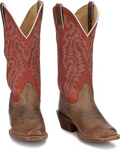 Breaking News: Crafted from luxurious goat leather, featuring a vibrant and colorful stitch pattern. Embrace western flair with these stylish yet durable boots, perfect for adding a pop of personality to any outfit. Women's Work Boots, Womens Work Boots, Golden Oak, Western Cowgirls, Justin Boots, Best Western, Goat Leather, Work Boots, Western Boots