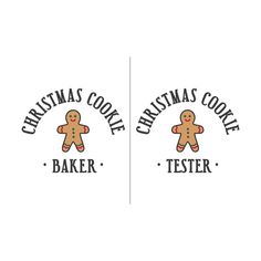 two stickers with the words christmas cookies and a ginger on them, one is for baker