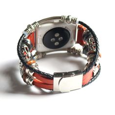 www.Nuroco.com - Handmade Apple Watch Band Made Ethnic Vintage Bead with leather Retro Punk Style Men Feminine, Apple Watch Bands For Women, Pink Space, Best Apple Watch, Apple Watch Sizes, Apple Band, Silver Jewelry Box, Vintage Bohemian Style, Outfit Jewelry